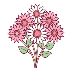  Vibrant Pink Sunflower Bouquet Flower Illustration