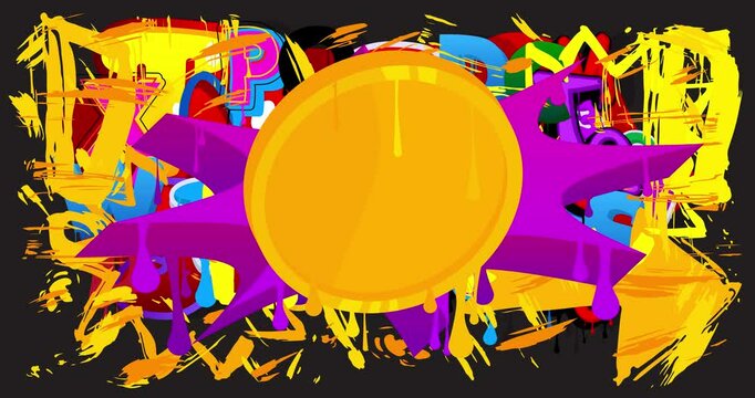 Gold Coin Graffiti tag animation. Abstract modern street art video decoration performed in urban painting style.