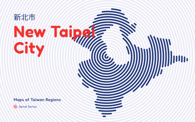 Naklejka premium New Taipei City Taiwan Map in Circular Spiral Style