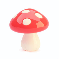 Bright red mushroom with white spots on a white isolated background