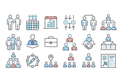 Obraz premium Management, Teamwork, and Organization Icons
