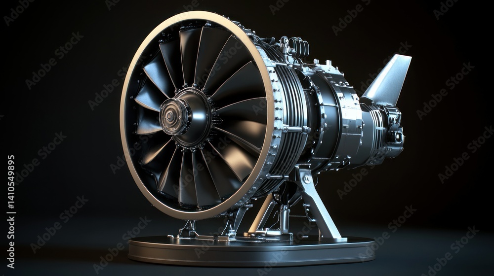 Aufkleber a detailed and realistic image of a jet engine on display