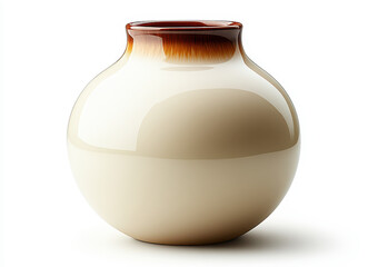 High-Quality Ceramic Vase with Earth Tones Isolated on White Background Reflecting Minimalist Aesthetic and Artistic Design Concept