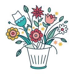  Vibrant Wash I Dry Bouquet Flower Illustration