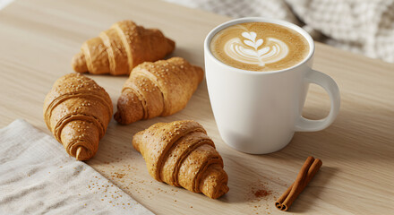 Golden Croissants and Aromatic Cappuccino: A Delightful Morning Indulgence
