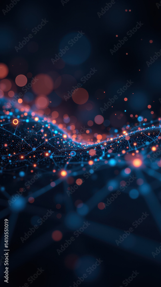 Poster a dynamic molecular structure of glp1 with glowing atoms and pathways against a starry background, s
