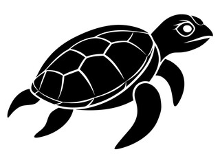 Turtle Silhouette Vector & SVG, Sea Turtle Vector  for Ocean Crafts