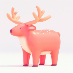 Colorful cartoon deer figure with large antlers against a white background.