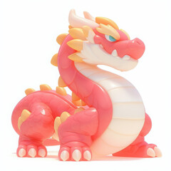 Colorful cartoon dragon toy on white isolate background.