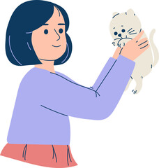 People with Cat Pets Vector Illustration Isolated Animal Companionship Theme