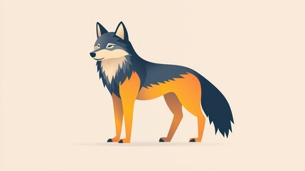 Obraz premium Cartoon wolf profile view, artistic style, color palette, simple background