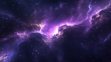 Fototapeta premium Beautiful Purple Galaxy in Space with Bright Stars and Nebulae Shining in the Darkness of the Universe
