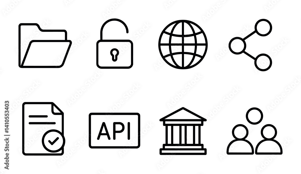 Aufkleber outline vector icons of email history and logs: message timeline, read history, open log, delivery s