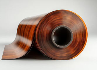 High-Quality Lamination Roll Isolated on White Background with Wood Texture Design