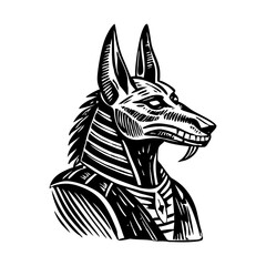 Egyptian anubis illustration in a vintage style