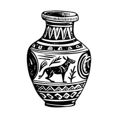 Ancient egyptian pottery illustration in a vintage style