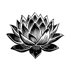 A vintage style illustration of a lotus flower