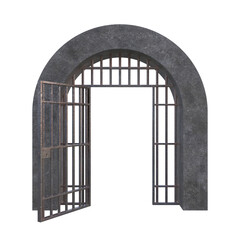 Old Dungeon Entrance, 3d illustration isolated on white background