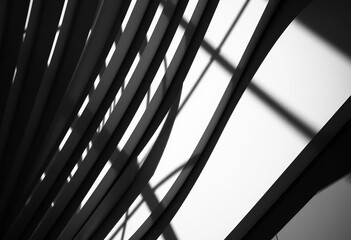 Abstract black and white close-up of modern architectural detail Geometric shapes, shadows, and lines create a visually striking composition, shadows, design