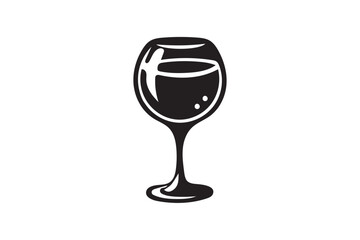 Wine glass icon silhouette illustration with white background.