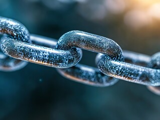 A metal chain with a futuristic glowing piece. Generative AI