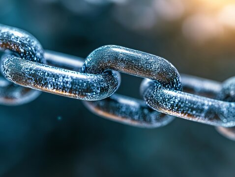 A metal chain with a futuristic glowing piece. Generative AI