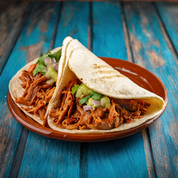 Authentic Mexican gringas tacos with pork