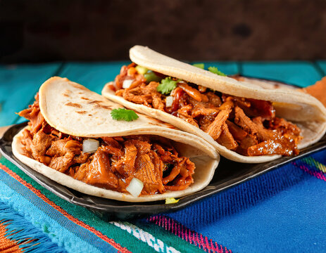 Authentic Mexican gringas tacos with pork