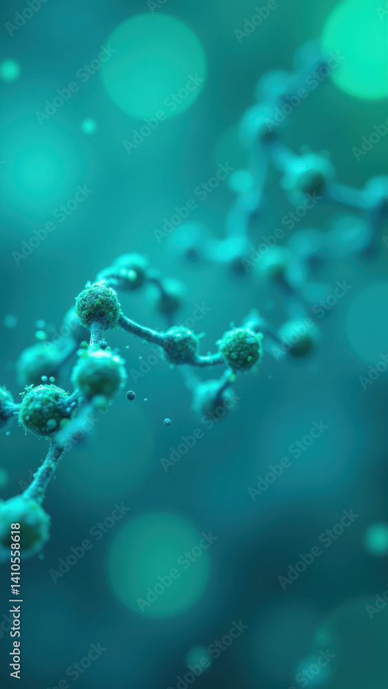 Aufkleber high-resolution 3d rendering of glp1 molecules with a vibrant green hue against a contrasting backgr