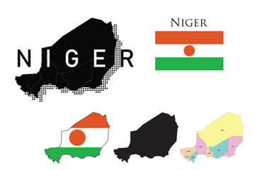 Niger flag and map illustration vector.