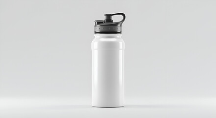 Sports water bottle mockup upright on a white background