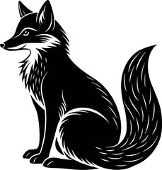 Obraz premium Alert Fox Sitting Pose Vector – Stylized Wildlife Silhouette for Nature and Outdoor Themes