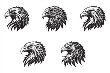 A bold black vector style illustration of an eagle head.