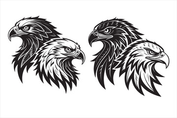 A bold black vector style illustration of an eagle head.