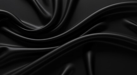 Obraz premium Black Satin Fabric with Elegant Waves and Luxurious Texture