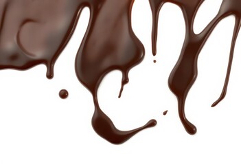 Obraz premium Abstract shapes of melted dark chocolate, drizzled and splattered, isolated on white, dark, splash
