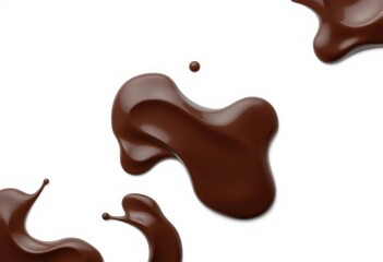 Obraz premium Abstract shapes of melted dark chocolate, isolated on white, melted, organic