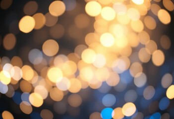 Abstract shimmering blue, gold, and silver glitter lights bokeh background banner, out of focus, new year