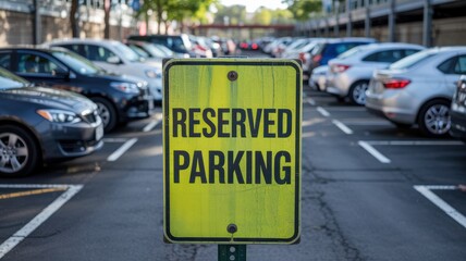Reserved Parking Sign in a Busy Parking Lot