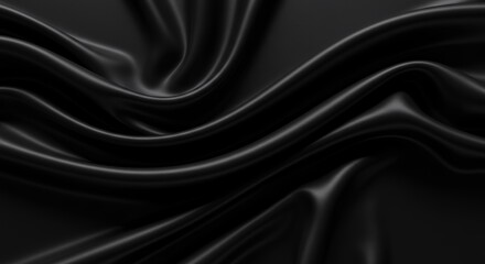 Obraz premium Elegant Black Satin Fabric Drapes with Smooth Texture and Luxurious Feel