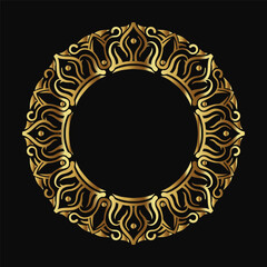 ornamental gold round frame, logo and text decoration