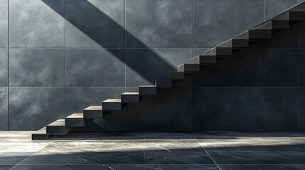 Modern Dark Grey Staircase Ascending Against a Sleek Wall