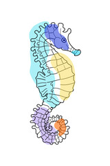 Fototapeta premium Abstract Colored Seahorse Sketch in Vibrant Artistic Style