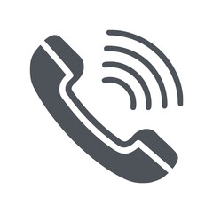 Black phone icon vector illustration, a 3D web symbol for call communication.
