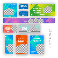 Gradient hospital and healthcare Social media Bundle posts Bundle collection