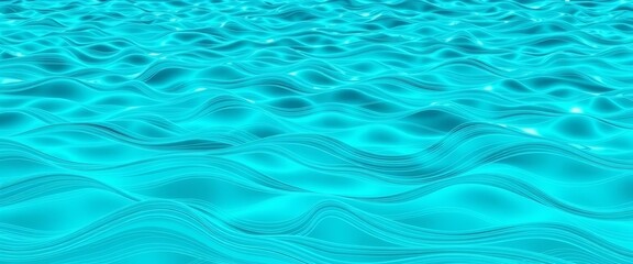 Obraz premium Abstract turquoise line art waves, seamless horizontal pattern for water backdrop, ripple, abstract