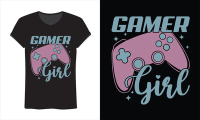 Gamer girl t shirt design concept