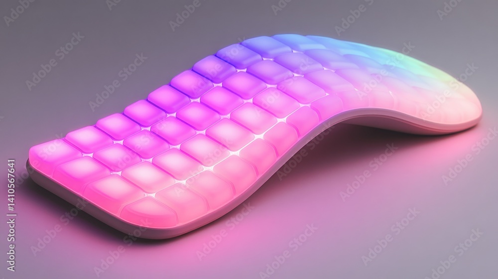 Poster illuminated futuristic keyboard exhibiting vibrant color spectrum gradient