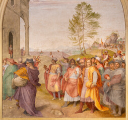 FLORENCE, ITALY - MARCH 19, 2025: The fresco of Journey of the Magi in the church Basilica della...