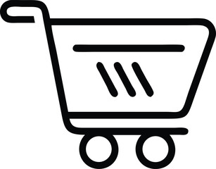 Simple Line Art Shopping Cart Icon for Website Design